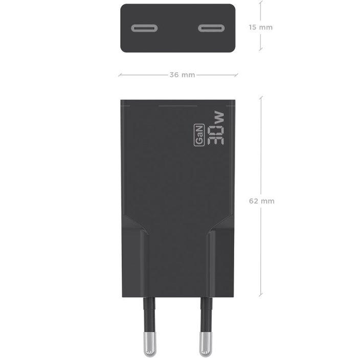 Aisens Cargador GaN 30W Ultra Delgado 2xUSB-C Negro A110-1006 Aisens Cargador GaN 30W Ultra Delgado 2xUSB-C Negro A110-1006